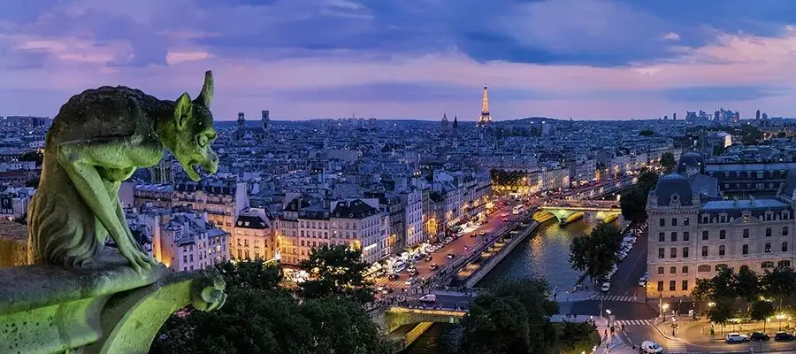 Vue nocturne de Paris depuis Notre-Dame.